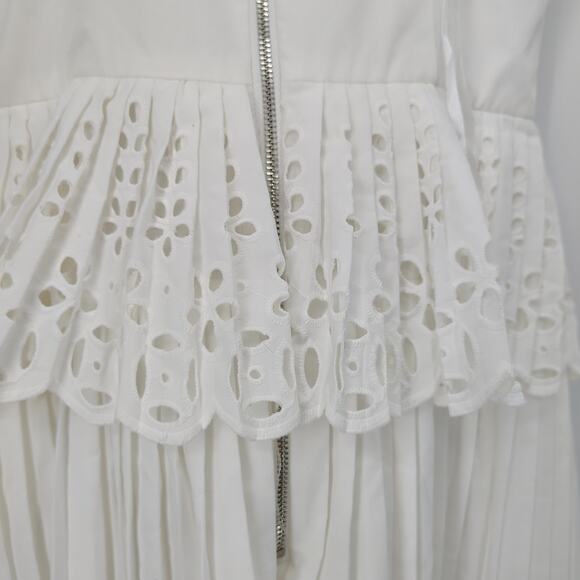 Gianni Bini White Eyelet Lace Pleated Midi Dress Peplum NWT Size 0 Bridal - Picture 15 of 16